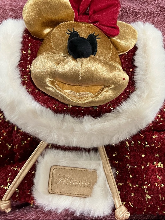 Disney Handbags - Disney Minnie Mouse Red Gold Faux-Fur Accent Backpack